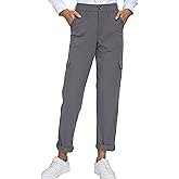 Oalka Women's Hiking Cropped Capri Pants Relaxed Fit Stretchy Knit Waist Casual Outdoor Travel Pant