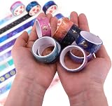 Udewo 12 Rolls Galaxy Purple Washi Tape Set 2m x 15mm Gold Foil view 5