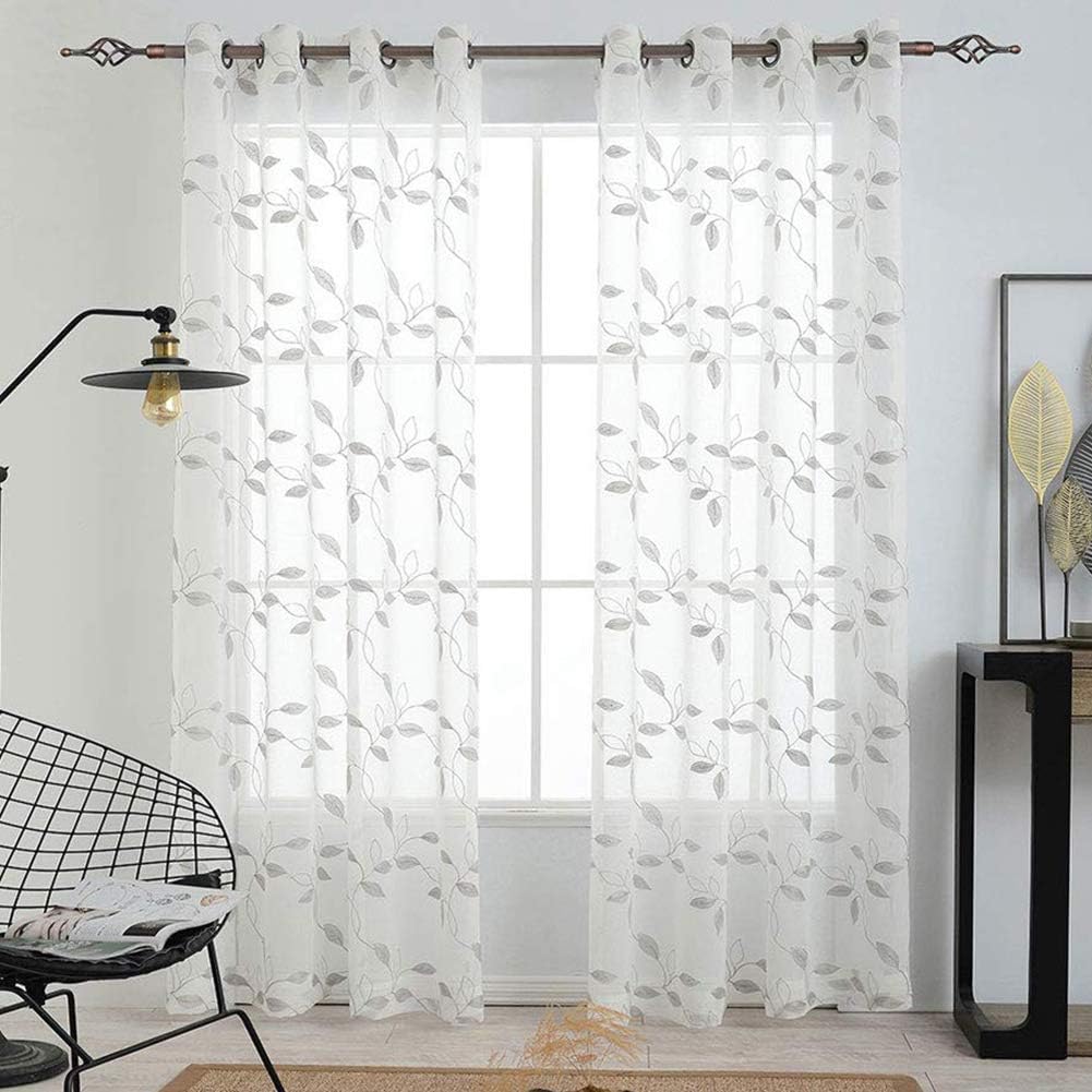 LinTimes Sheer Curtains, Room Decorative Voile Grommet Sheer Curtain