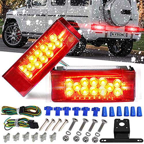 Kyson Trailer light Kit IP68 Waterproof,Rectangular Boat Trailer light Led Submersible, Marine Trailer Lights Tail Lights Stop Turn License Brake Over 80 In [Pack of 2]