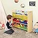 SONGMICS Kids' Toy Storage Unit Sling Bookcase Rack with 6 Fabric Bins and 3-Tier Book Shelf Multicolor UGKR48Y