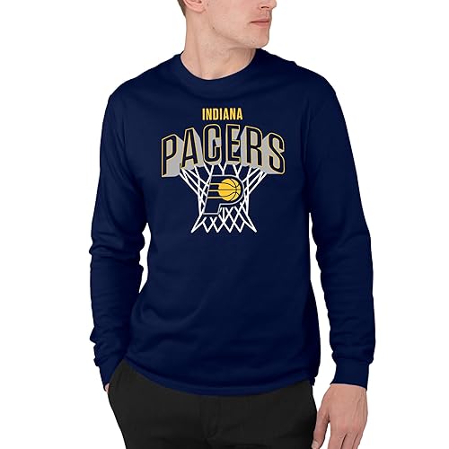 Junk Food Indiana Pacers Nothing But Net - NBA Adult Long Sleeve Fan T-Shirt for Men & Women Navy