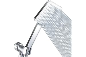 High Pressure Shower Head with Handheld - Modern Square Handheld Shower Heads - 6 Settings Detachable shower head with hose, 