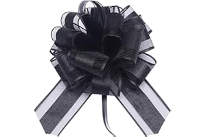 HSXJJ 6 Pcs Large Gift Bow,Pull Bows for Gift Wrapping,6 inches,Basket and Wedding Decoration,Holiday and Birthday Presents Wrapping Bows(Black)