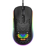 Wired RGB Gaming Mouse, RaceGT Ultra-Lightweight, Honeycomb Shell,RGB LED Lightweight Smooth Glide PTFE Feet, Hyperflex USB C