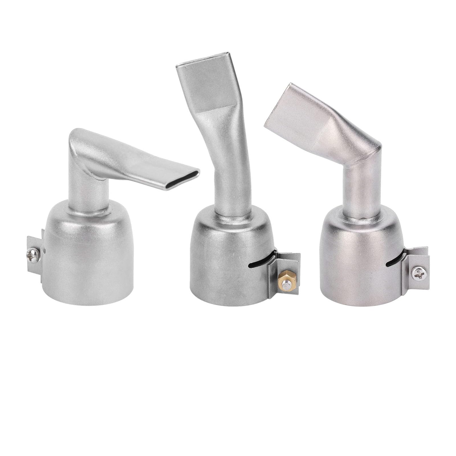 Photo 1 of 3Pcs Stainless Steel Hot Air Gun Welding Nozzles, 20MM 90 120 Degree Flat Wide Mouth Tubular Welding Gun Nozzle Tips for Diameter 32mm Welding Heat Gun, for Welding PP PVC Plastic Sheet