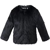 Tumaron Girls Faux Fur Fluffy Coat for 4-10 Years Winter Jacket Soft Lining Warm Outerwear