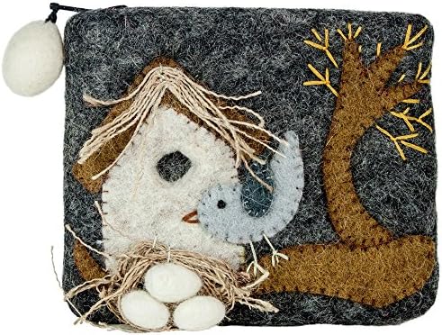 Dzi Felted Coin Purse Nesting Bird