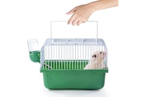 JONS NTY Small Hamster Cage, Hamster Travel Carrier, Travel Cage, Portable, Hand-held, Breathable, Easy to Clean Carry, for Short Trip, Visit to The Pet Clinic, for Small Size Hamsters, Green