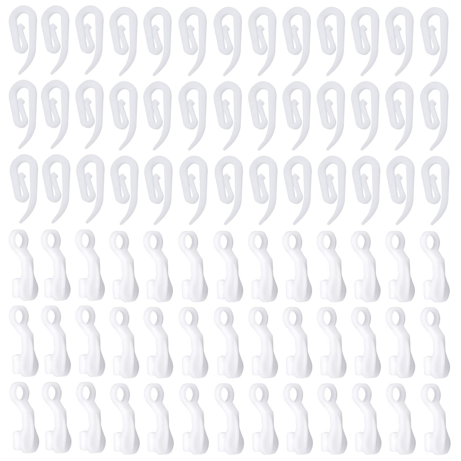 NiceLand 100pcs White Plastic Curtain Hooks for Door/Window Curtains