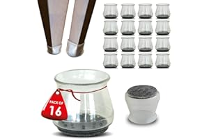 XWHARE 16 Pcs Clear Silicone Chair Leg Floor Protectors - Non Slip Chair Felt Pads for Hardwood Floors - Furniture Leg Floor Protectors & Covers to Avoid Scratches & Noise (Large Fit: 1.3” x 1.5” - 2.0")