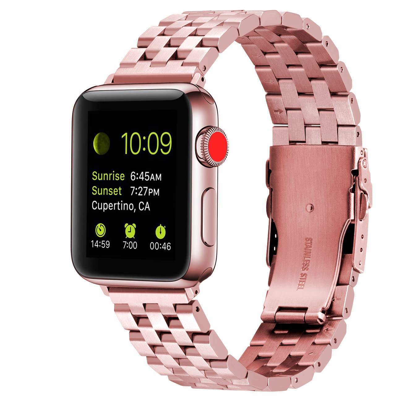Kai Tian Metal Watch Strap Compatible for Apple Watch 38mm 40mm 41mm 42mm Watch Bands for iWatch Series 10 9 8 7 6 5 4 3 2 1 SE Ultra Men Women Rose Gold