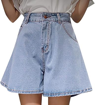 wide leg denim shorts womens