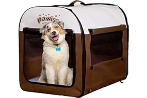 PAWISE Foldable Soft Dog Crate Pet Kennel Houses, Portable Crates for Medium Dogs, Lightweight Travel Crate Kennel Indoor & Outdoor, 31"x22"x24",Large