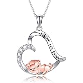 AXOMY Fox/Pig/Sloth Necklace 925 Sterling Silver Heart Animal Pendant Necklace Animal Jewelry Gifts for Women
