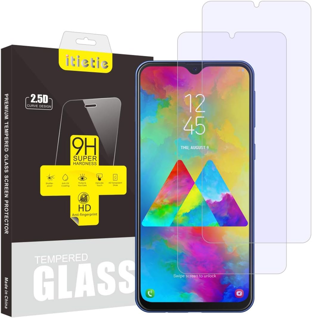 iTieTie 2-Pack Screen Protector for M20, Bubble Free, High Definition, Anti Scratch, 9H Hardness, Premium Tempered Glass Screen Protector Compatible with Samsung Galaxy M20