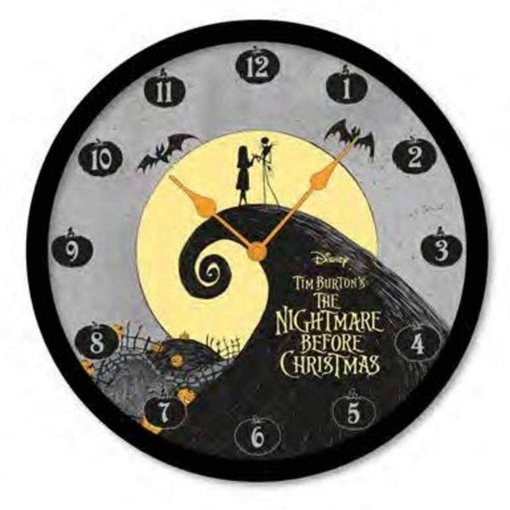 The Nightmare Before Christmas Wall Clock (Jack Skellington and Sally Design) 25cm Diameter - Official Merchandise, White