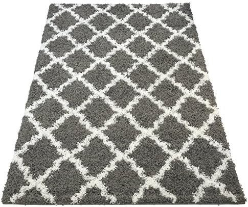 Collection of Shaggy Trellis Grey Shag Area Rug (3'x5', Grey)