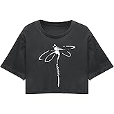 Dragonfly Crop Top Women Dragonfly Graphic Tees Shirts Summer Cute Funny Casual Tops Short Sleeve T Shirt Tee