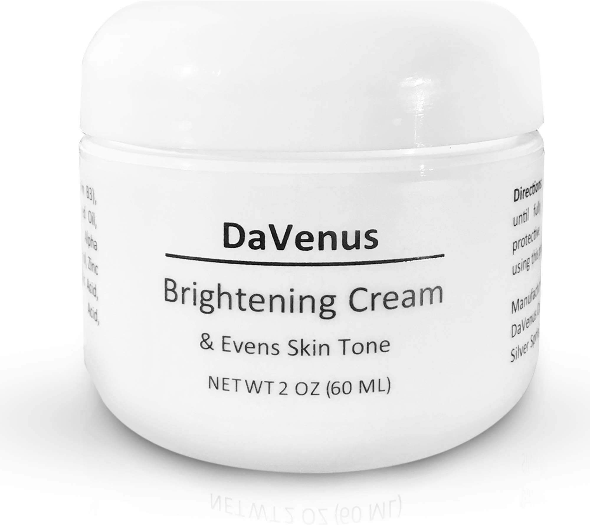 DaVenus Brightening Cream for Face and Neck, Kojic Acid, Alpha Arbutin, Niacinamide (B3), Hyaluronic Acid - Dark Spots and Freckles Treatment, 2 oz