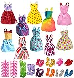 Ebuddy Lots 40 Pcs Barbie Set: 10 Pcs Princess Dress/10 Pair Shoes/20 Pcs hangers For Barbie Doll