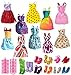 ebuddy Lots 40 Pcs Doll Clothes Set: 10 Pcs Princess Dress/10 Pair Shoes/20 Pcs Hangers for Barbie Doll