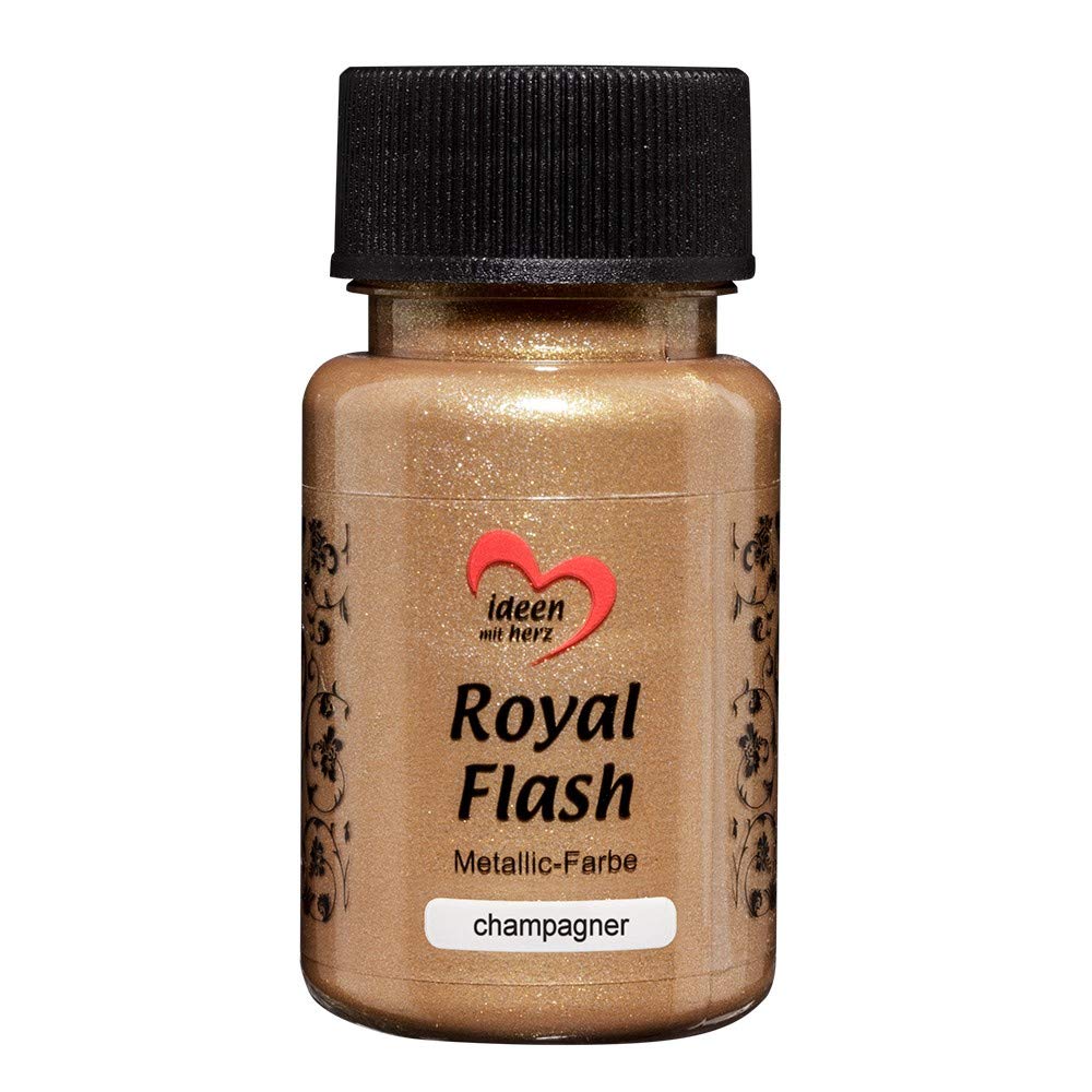 Ideen mit Herz Royal Flash Metallic Acrylic Paint, High Brilliance Metallic Paint, 50 ml champagne/gold