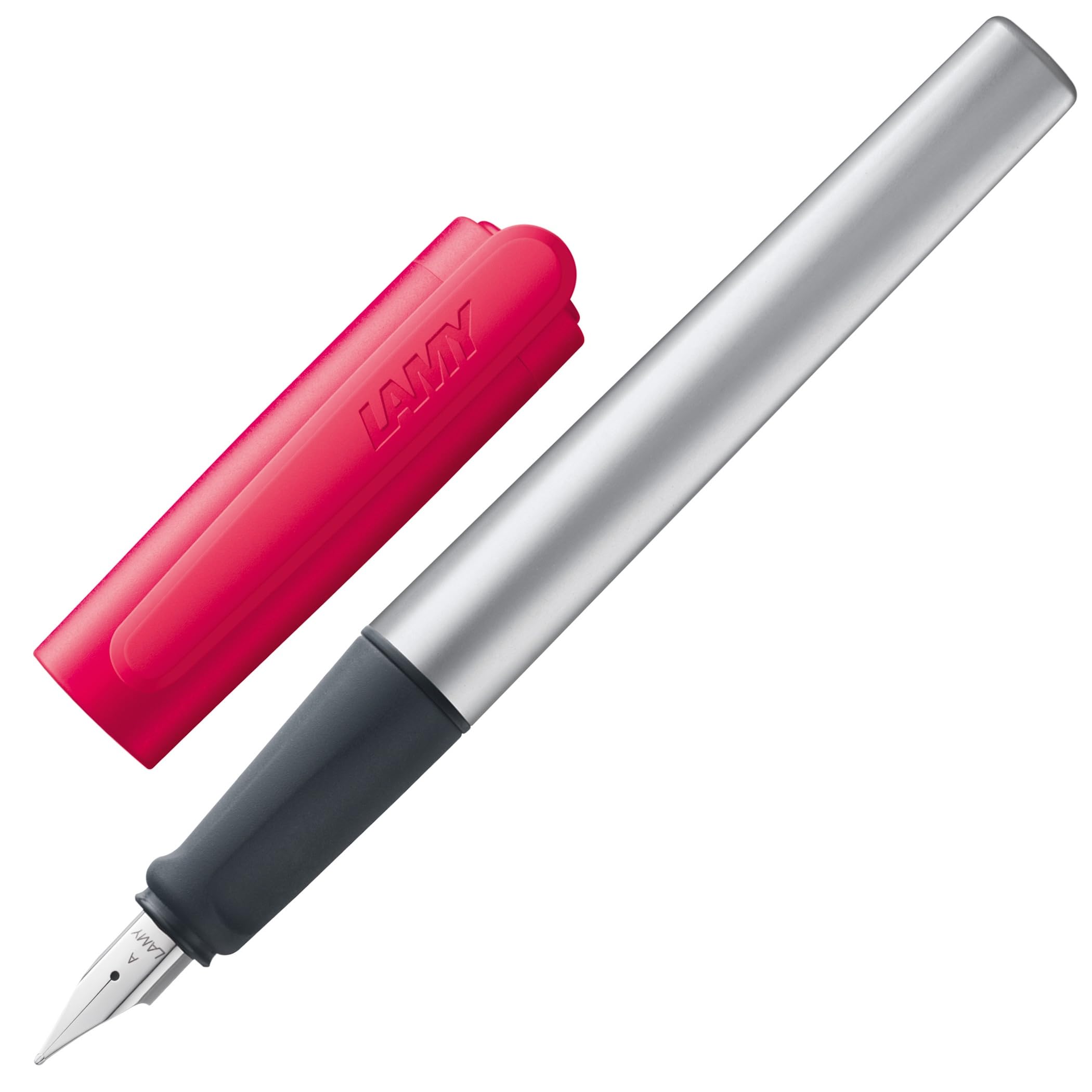 LAMY nexx crimson – Fountain Pen with slip-proof grip & polished steel nib in size A - triangular aluminum body - including LAMY T 10 blue cartridge - Right-Handed