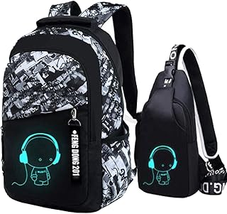 Oxford-gewebe Schulrucksack für Jungen Schulrucksack Druck Rucksack Jugendlichen Schultasche Outdoor Reflektierender Daypack