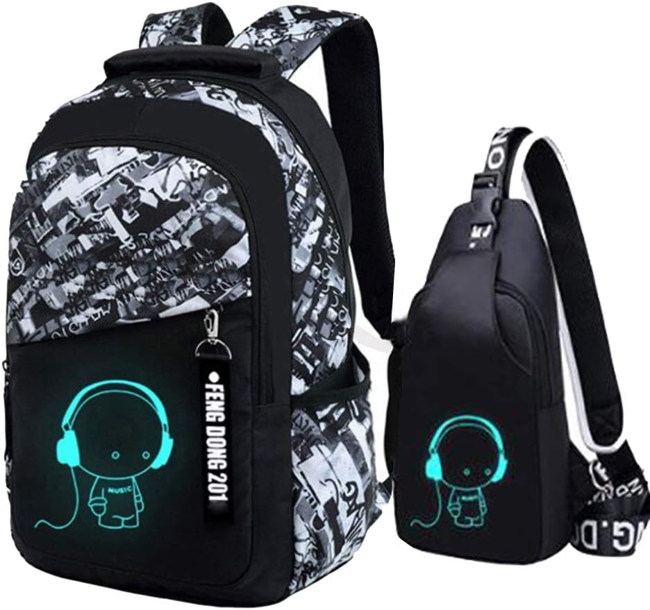 Oxford-gewebe Schulrucksack für Jungen Schulrucksack Druck Rucksack Jugendlichen Schultasche Outdoor Reflektierender Daypack