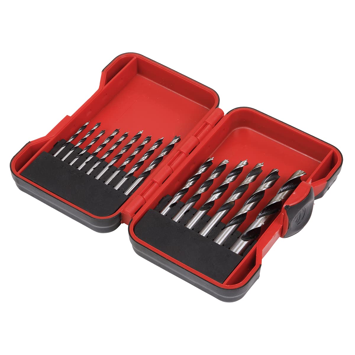 Sealey AK3715W 15pc Brad Point Wood Drill Bit Set, Silver