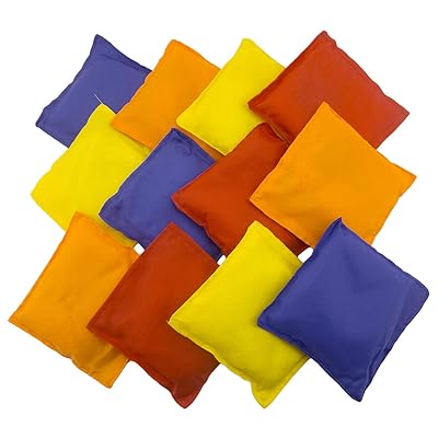 Tytroy Set of 12 Assorted 5&quot; Primary Color Nylon Bean Bags Carnival Game Toy Corn Hole (12 Pack)