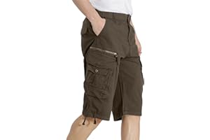 DGWZ Mens Cargo Shorts Elastic Waist Multi Pocket Hiking Outdoor Camo Stretch Cotton