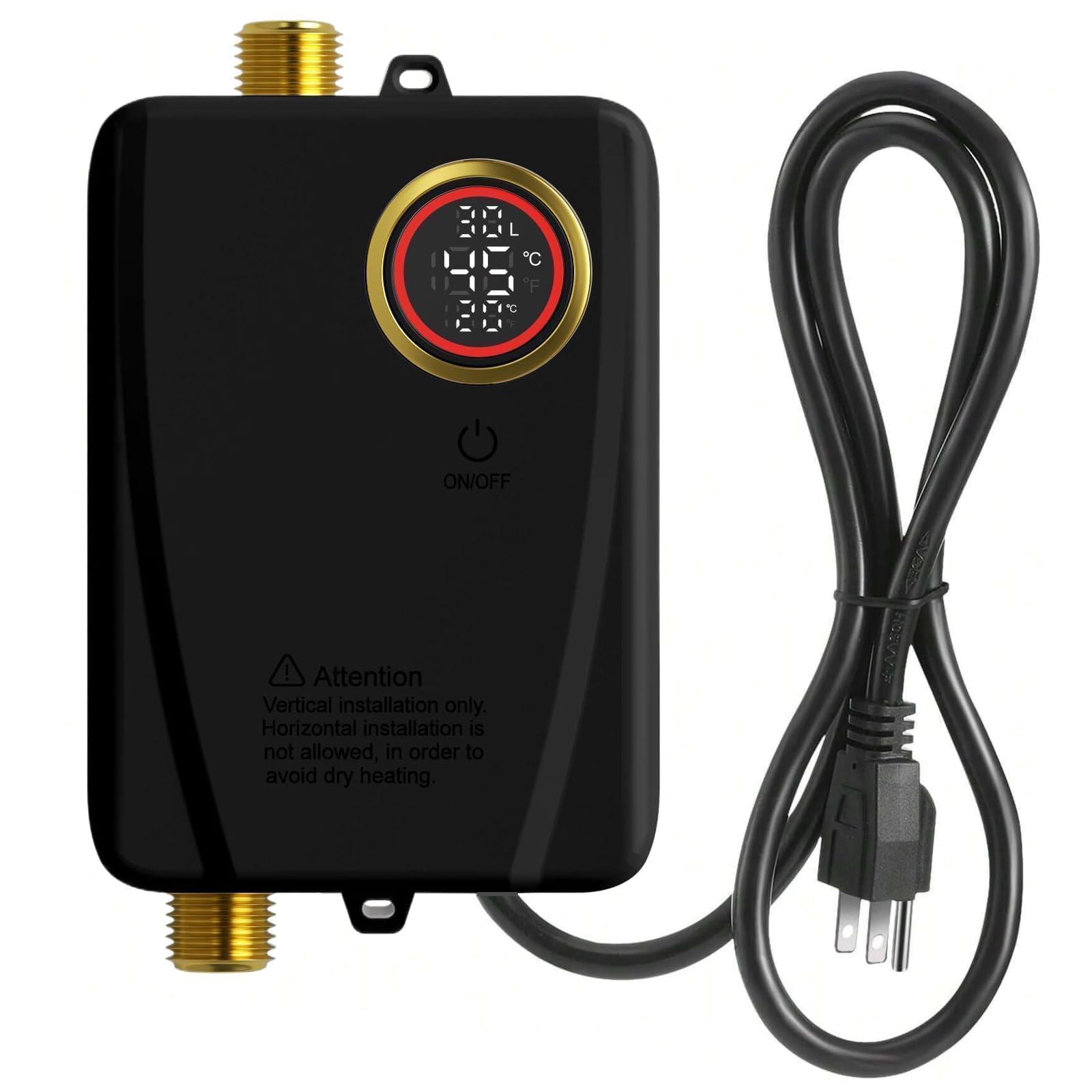 Photo 1 of 110V 3000W Tankless Water Heater - Instant On-Demand Hot Water for Sink, Shower, RV, Camping & Indoor Use | Compact Portable Electric Point of Use Heater,(Use in Environments Above 0°C/32°) (Black)