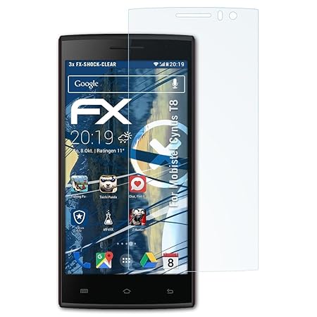 atFolix Schutzfolie kompatibel mit Mobistel Cynus T8 Panzerfolie, ultraklare und stoßdämpfende FX Folie (3X)