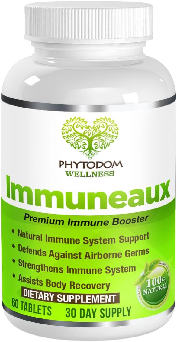 Immuneuax: Doctor Recommended Premium Immune Support Formula- #1 Used Supplement for Immune System Booster for Traveling- Vitamin C, Zinc, Elderberry, Echinacae, Garlic Extract- 60 Tablets