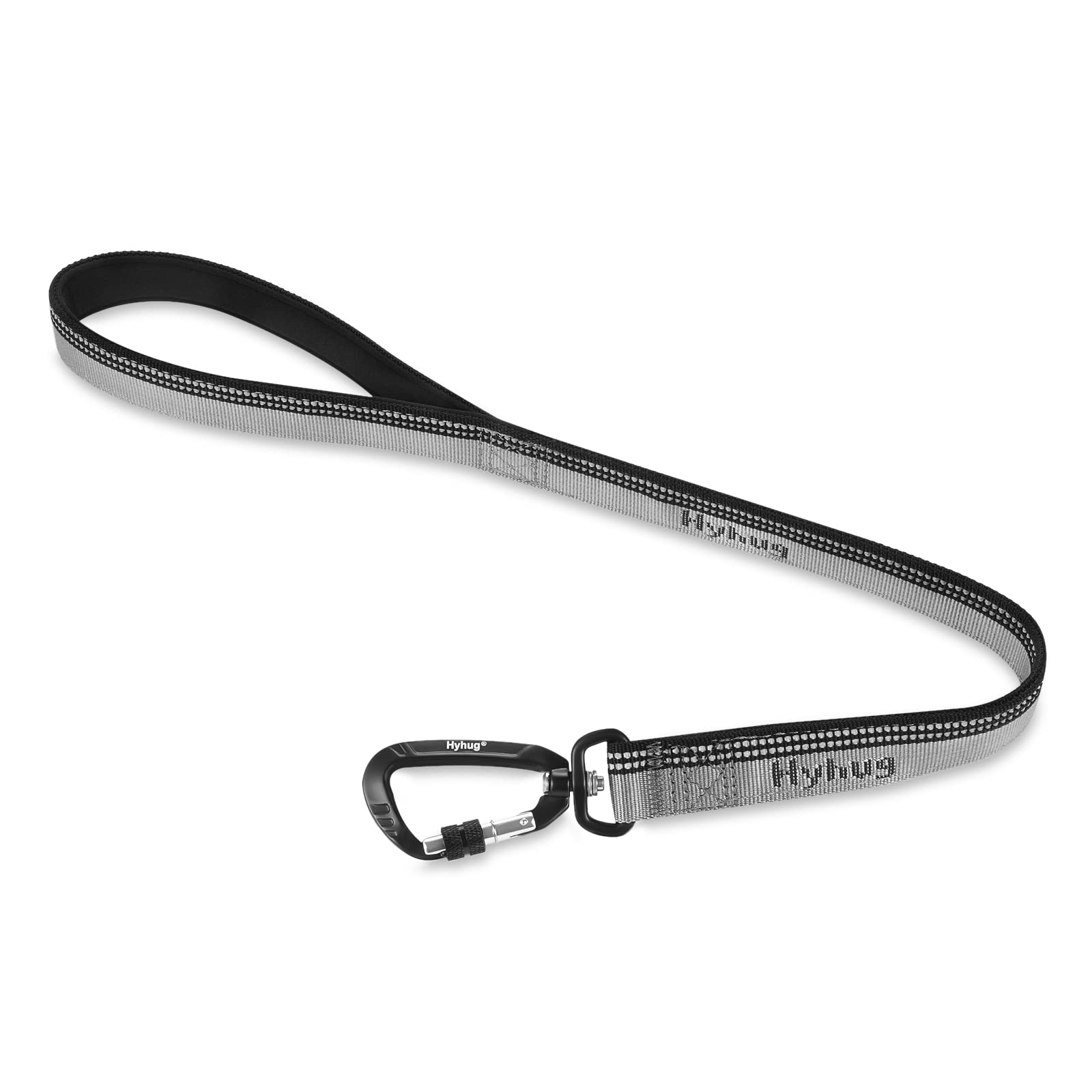 Hyhug Strong 3M Reflective Strip Nylon High Density Jacquard Weave Webbing Dog Lead, Comfy Adjustable Length Safety Leash, Durable Soft Breathable, Safe Night Walk (24 inch, Ultimate Gray)