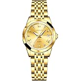 Women's Casual Stainless Steel Watch, Small Wrist Simple Watch for Women, Elegant Diamond Roman Numerals Ladies Dress Watch