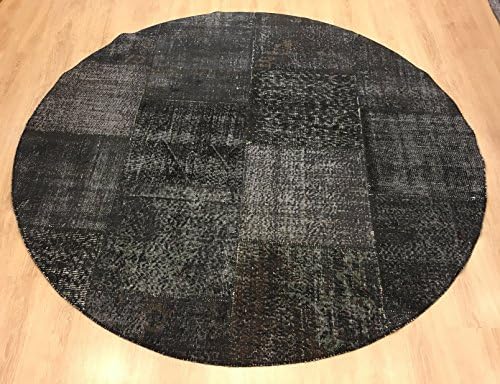 Overdyed rug 6,5x6,5 feet Area rug Old Rug Bohemian Round Rug Floor rug Sofa Decor Rustic Handwoven Carpet Decorative Grey rug