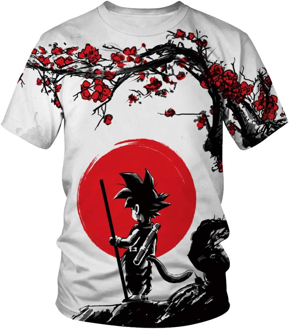 Fittrame Dragon Ball T Shirts Men, Boys Super Goku Shirt Kids Cartoon Anime Print Summer T-Shirt Casual 3D Print Tee Short Sleeve Hipster Casual Summer Tops Tee Shirts Blouse Sports Sales
