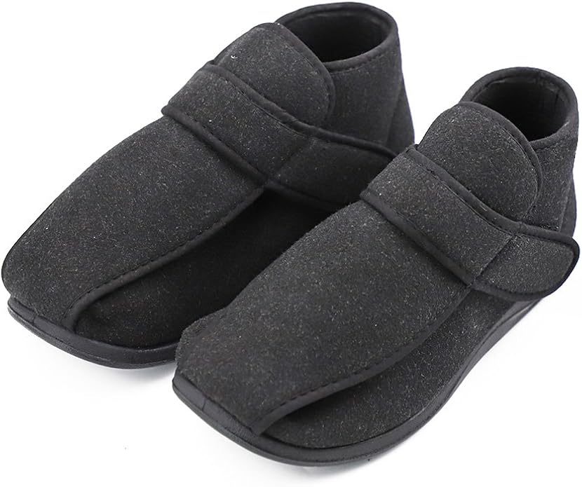 CHUANGLI Mens Adjustable Swollen Feet Loafers Extra Wide Casual Shoes