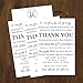 Hadley Designs 50 Wedding Thank You Place Cards, Rehearsal Dinner Thank You Table Sign, Menu Place Setting Card Notes, Placement Thank You Note Favors For Family & Guests