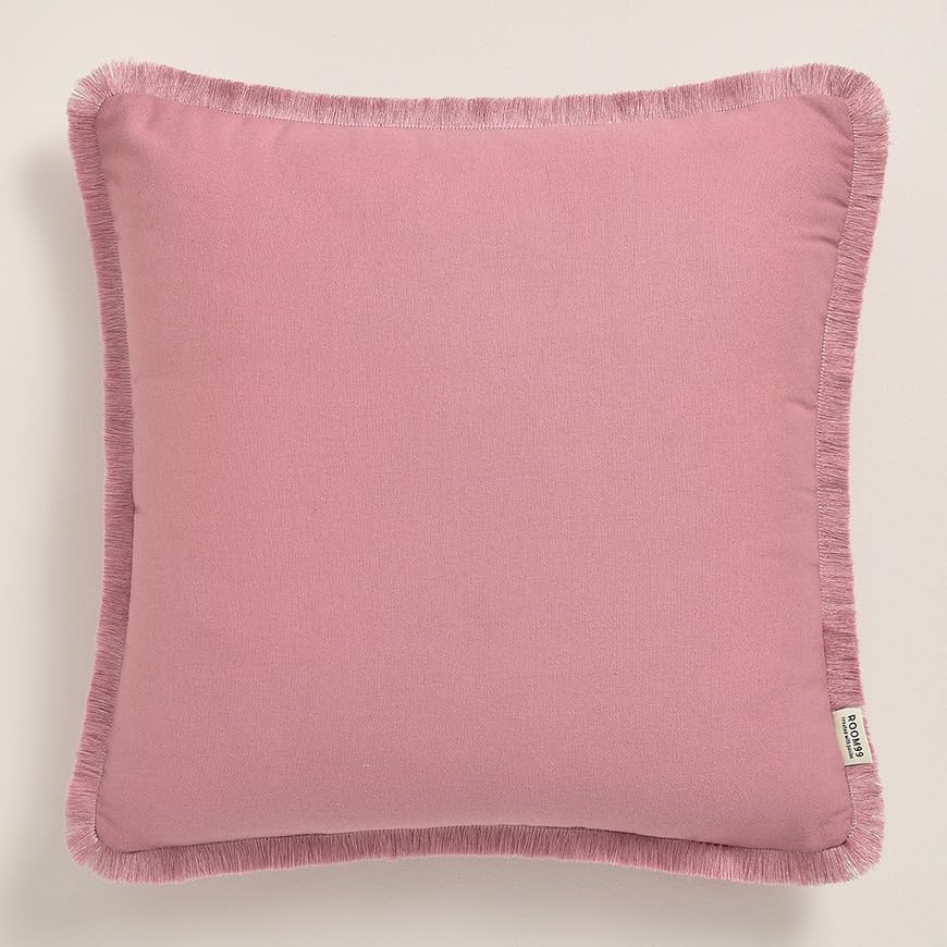 ROOM99 Boca Chica 50 x 50 cm Decorative Cushion Cover Throw Cushion Cover Aesthetic Modern Bedroom Living Room Boho Cotton Pink, 1 Piece