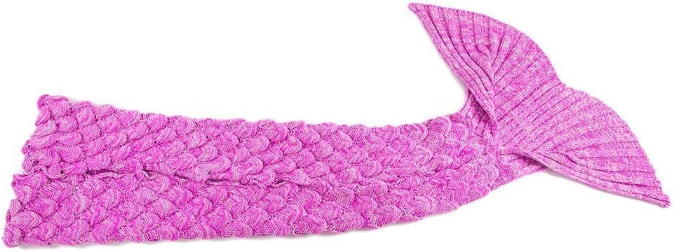 AOSUCO Handmade Knitted Mermaid Tail Blanket,Warm Sofa Quilt Living room blanket for Adults and Kids 140 * 70cm (55.1 inch x27.5 inch) (Kids-Scale Pink) - Image 3
