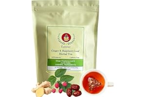 Eastrue Ginger Raspberry Leaf Tea with Jujube Dates,Red Raspberry Leaf,Traditional Herbal Tea for Pregnancy & Postpartum Care Recovery, Caffeine Free Tea,Organic,Non GMO,20 Tea Bags