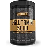 5% Nutrition Core L-Glutamine 5000 Supplement w/L-Alanine | Immune & Digestive Support | Amino Acid Muscle Builder Post Workout Recovery | Unflavored (60 Servings)