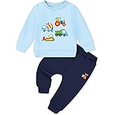 SOLOYEE Toddler Baby Boy Clothes Fall Winter Outfit Long Sleeve Sweatshirt Pullover Tops + Sweatpants 2pcs Sweatsuit Set 1-5T