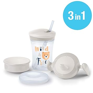 NUK 3-in-1 Trinklern-Set, mit Trainer Cup Trinkbecher Baby, Magic Cup 360° Trinklernbecher und Action Cup Trinklernflasche, 6