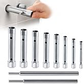Dpwrrot 10-Piece Shower Valve Socket Wrench Set with Bar Handles, 6-22mm | Dual-Ended Tubular Sockets, 2 Tommy Bars, Hollow Design, Galvanized Alloy Steel, for Plumbing Repair &amp; Spark Plug Service
