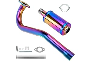 CILOYU Central Long Mini Bike Exhaust Header Pipe Muffler Kit Compatible with Coleman CT100U GMB100 79cc 3HP Engine 154F 3.0HP Predator 98cc 99cc GPS Rascal 98 Lite Minibike Parts Colorful